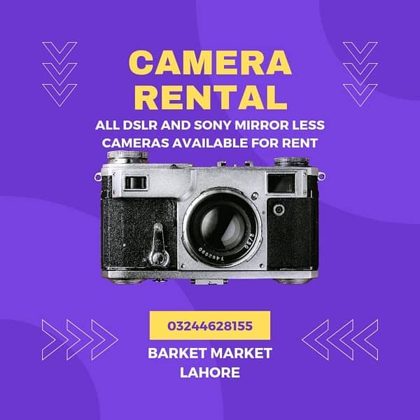 DSLR CAMERA ON RENT, Lens, Rent, Canon, Sony ,Lens / Rent A Camera 0