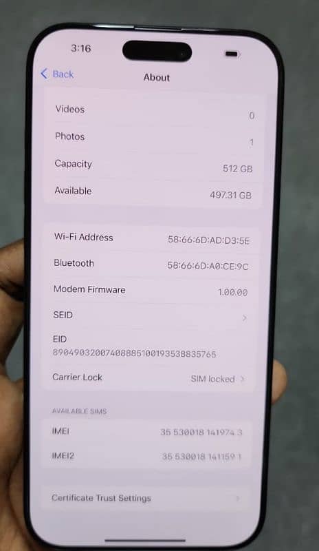 I phone 16 pro max 512gb brand new black jv sim lock 0