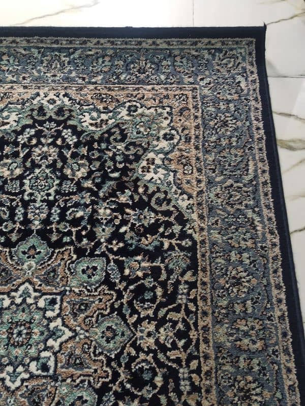 Beautiful Navy Blue and Beige Carpet 0