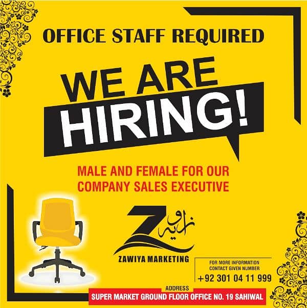 We are hiring Male and female for Our company 0