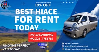 Toyota Hiace Grand Cabin van Rent Lahore, Airport Transfer, City Tour