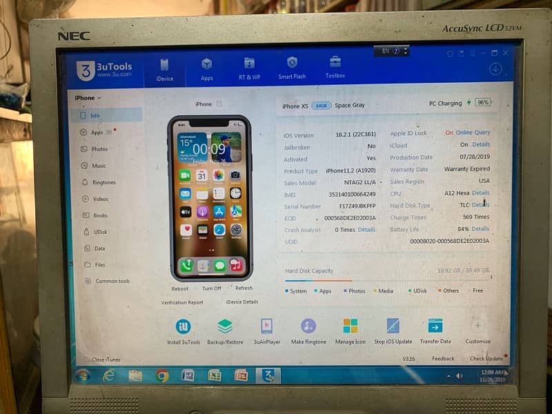 I phone xs (64gb) 82 battery health totally original 3u tool report 98 13