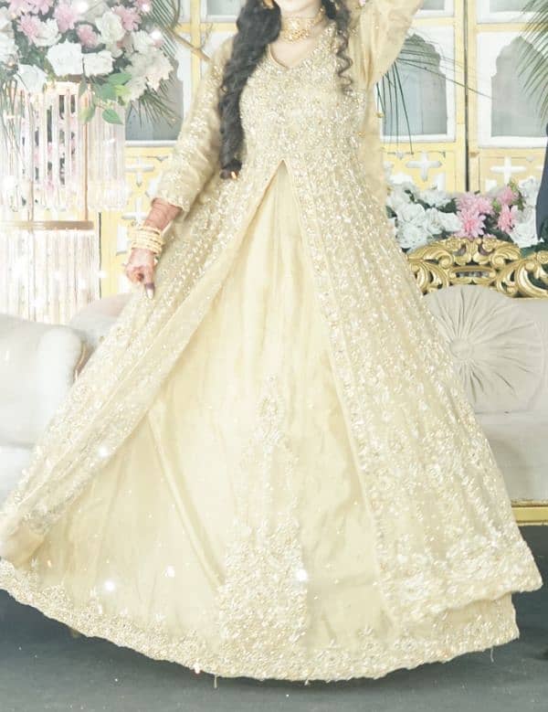 Beautiful Bridal designer walima maxi with duptta and jewelry. 2