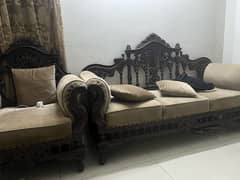 brown wooden sofa set