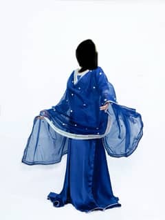 blue silk frock with organza duppata