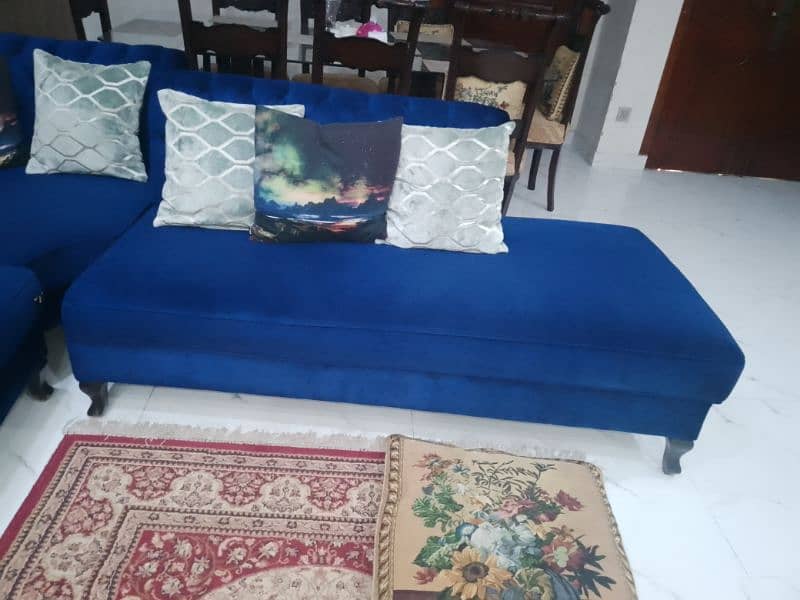 L Shaped Sofa, Navy Blue 0