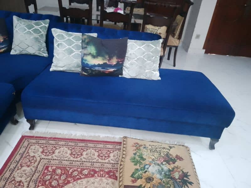 L Shaped Sofa, Navy Blue 1