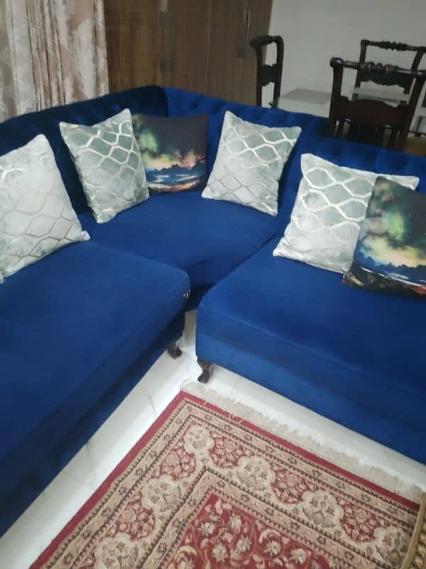 L Shaped Sofa, Navy Blue 3