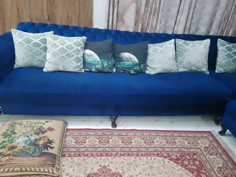 L Shaped Sofa, Navy Blue 4