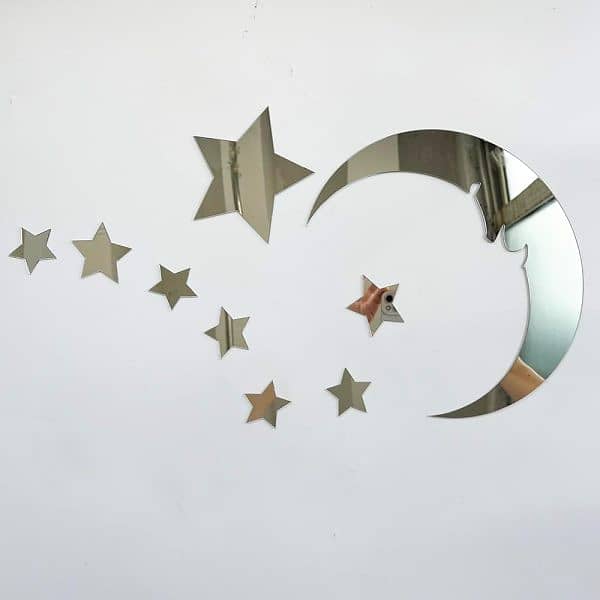 15 Stars And 1 Moon Silver Acrylic Wall Stickers 2