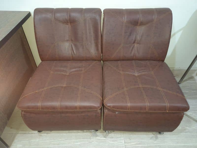 Office sofa sety pair, table and stylish counter for urgent sale. 0