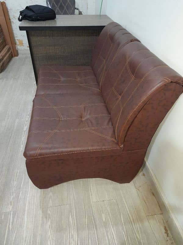 Office sofa sety pair, table and stylish counter for urgent sale. 1