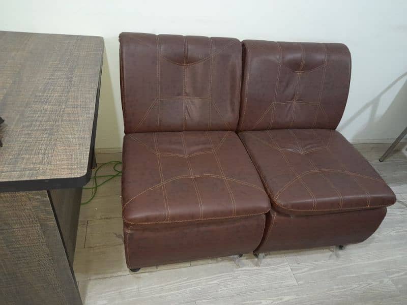 Office sofa sety pair, table and stylish counter for urgent sale. 2