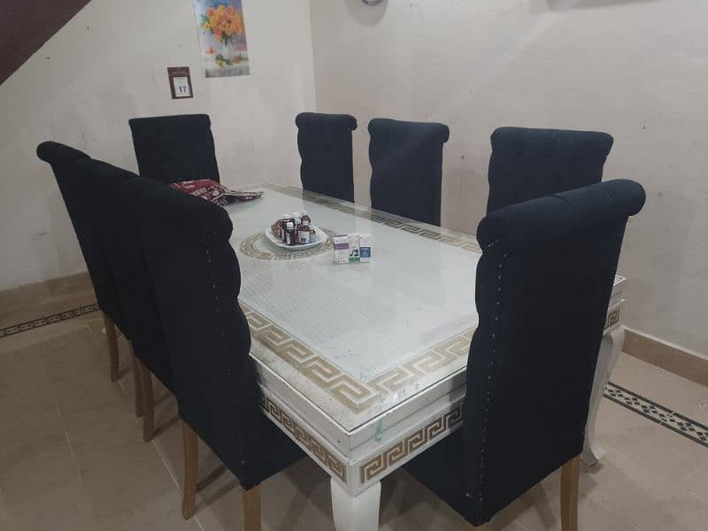 dining for sell black chairs white table 7