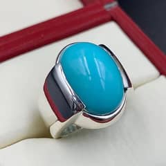 100% original Irani feroza stone in silver ring