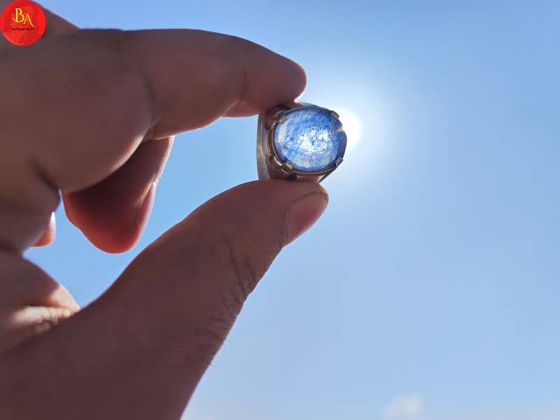 100% original blue Sapphire (nelaam) stone in silver ring 1