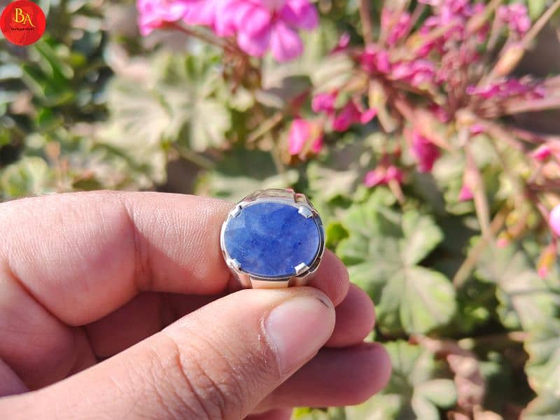 100% original blue Sapphire (nelaam) stone in silver ring 4