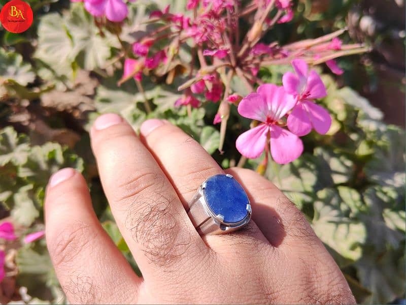 100% original blue Sapphire (nelaam) stone in silver ring 6