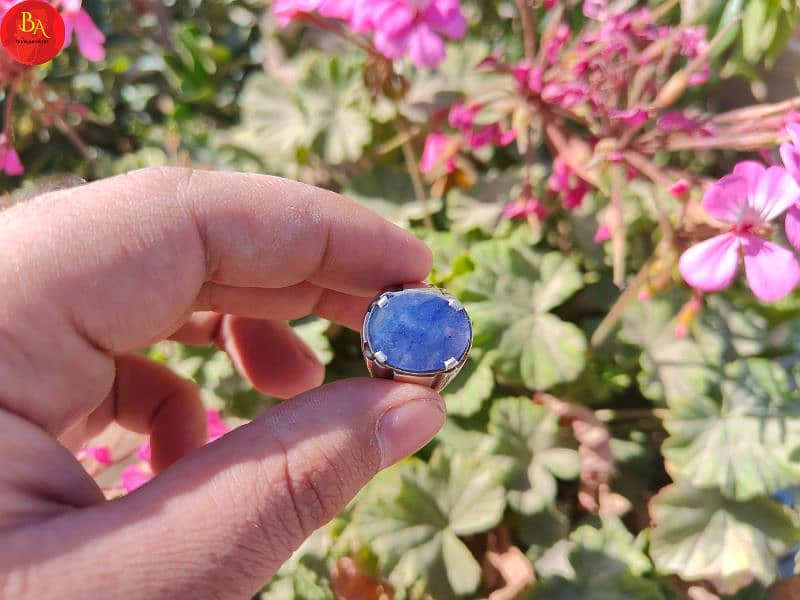 100% original blue Sapphire (nelaam) stone in silver ring 8