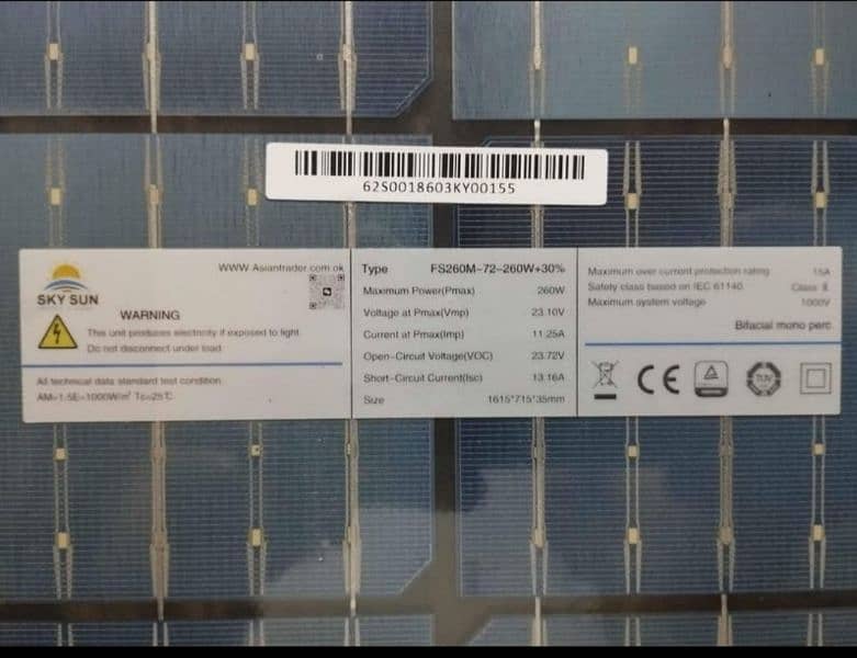 Solar Penal Bifacial 260w+30w (Double Glass) 5