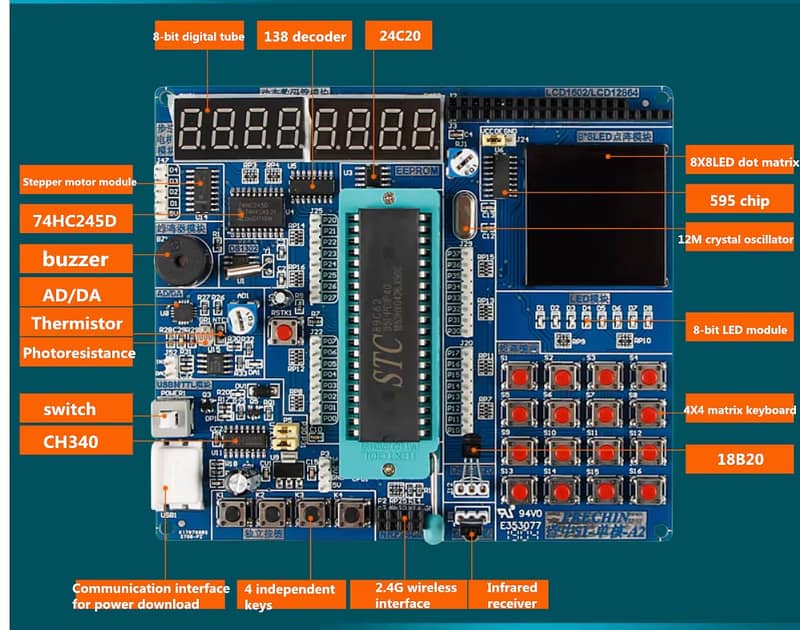 STC89C52 microcontroller development board STC MCU kit 8051 8052 3