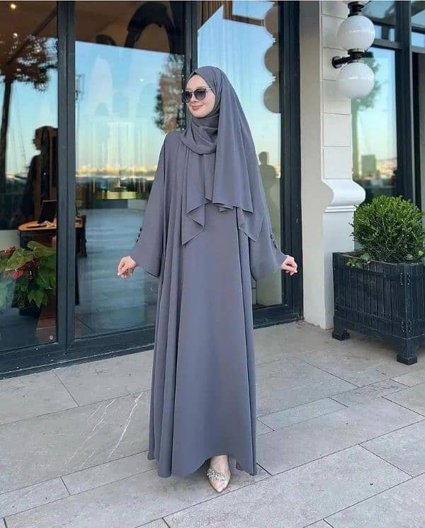 Georgette Plan Abaya With Stoller 0