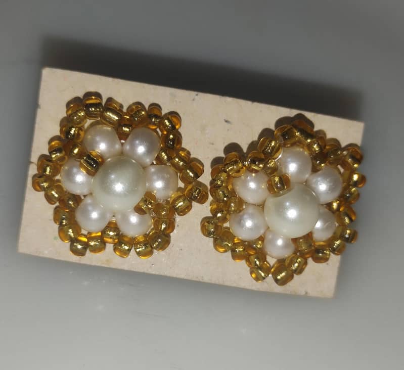 Handmade Pearl and Beaded Tops and Earings 3