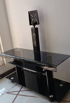 Black Glass TV Table