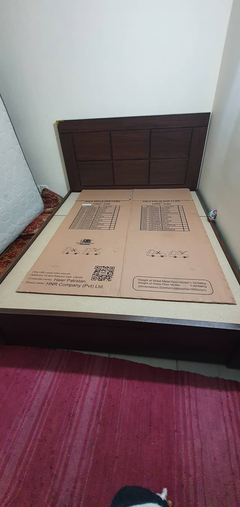 wooden bed with spring mattress 4