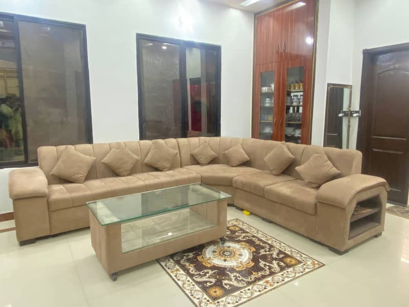 Brown L-Shaped Sofa Set made on order, 10 years Molty Foam Gurante 0