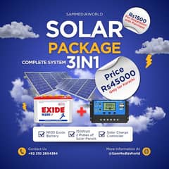 SOLAR PACKAGE 3-IN-1 – Only Rs 45000 Battery & 2Plates & Controller