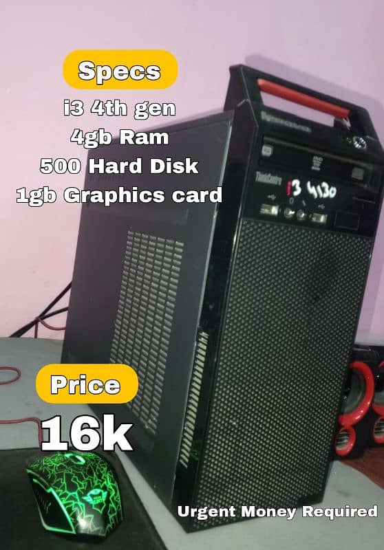 Gaming PC i3 4th gen 4gb ram 500 hard 1gb Graphics card 0