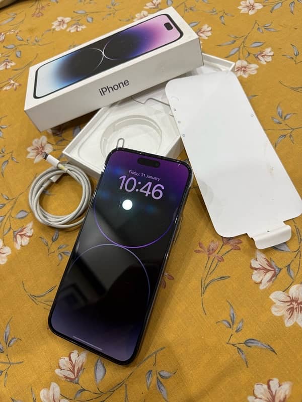 iphone 14 pro max 256gb deep purple PTA approved Esim 0