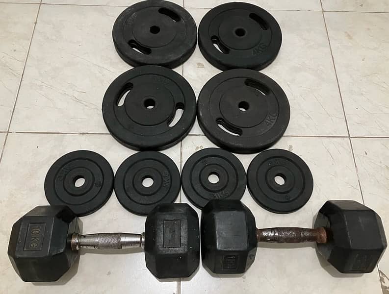 Dumbbells and gym plates 0