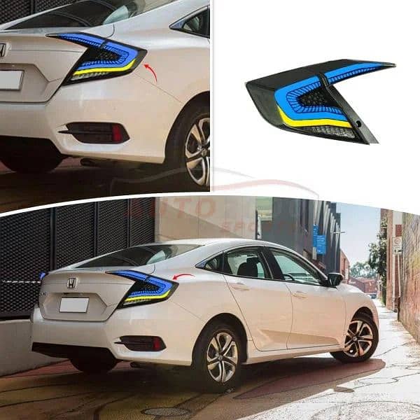 Honda Civic 2016-2021 RGB Snake Style Rear Lamps/Tail Lights 2