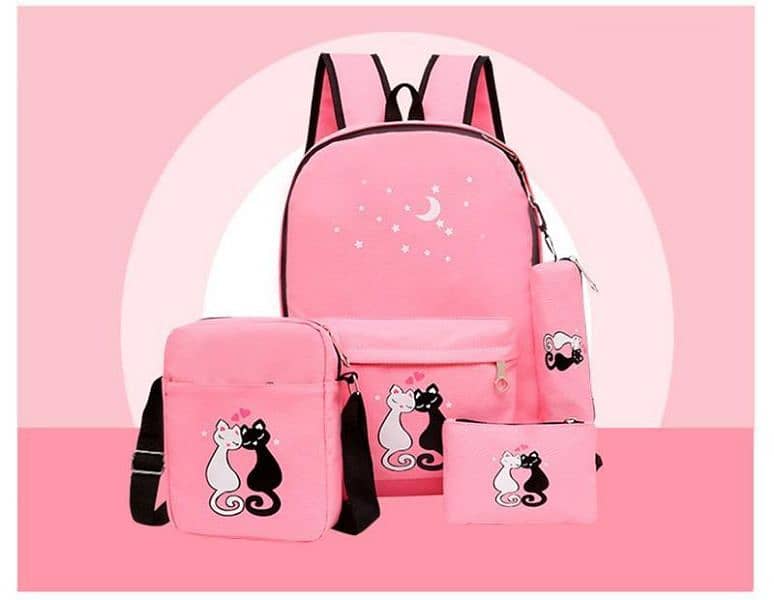 girls canvas backpack set 0