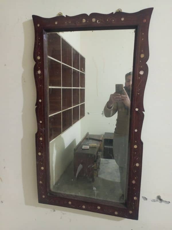 pure wooden wall hanging mirror for sell 1