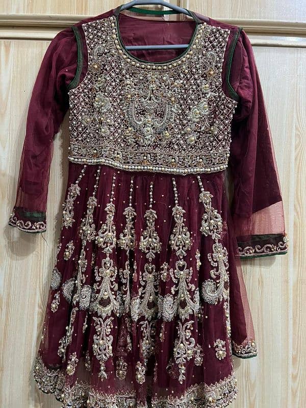 Stunning Maroon Party Frock – Heavy Handwork 0