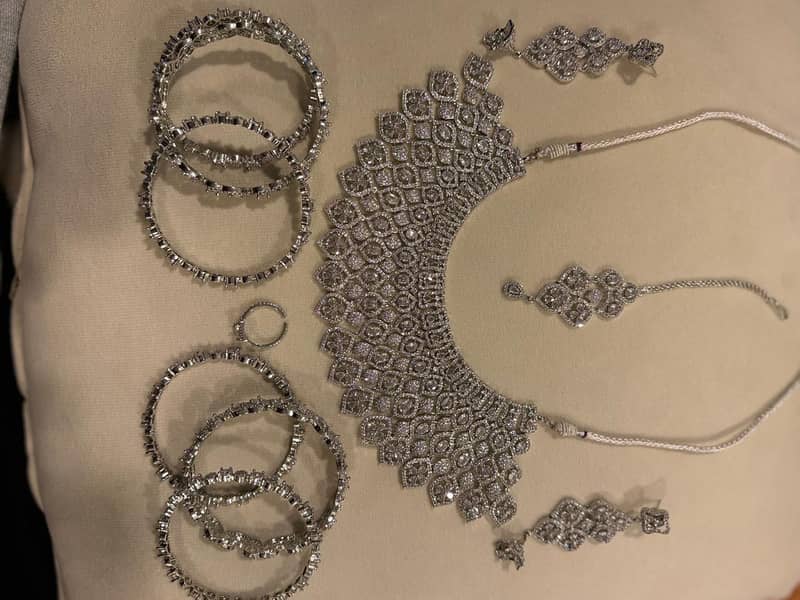 Silver plated bridal jewellery set 0