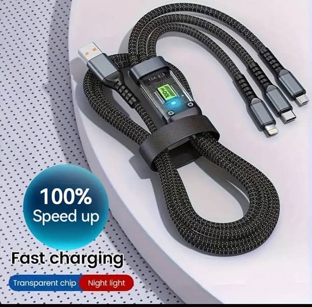 3-in-1 100W 5A Fast Charging USB To Type-C Micro Fast Charging cabel x 0