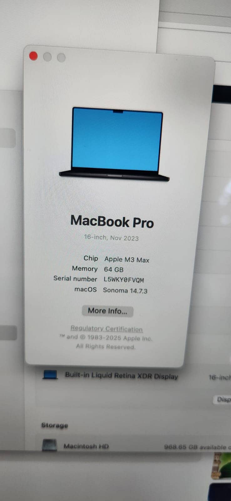 MACBOOK PRO M3 MAX 1 TB 64 GB 16.2 INCH 3 CYCLE BLACK JUST BOX OPEN 2