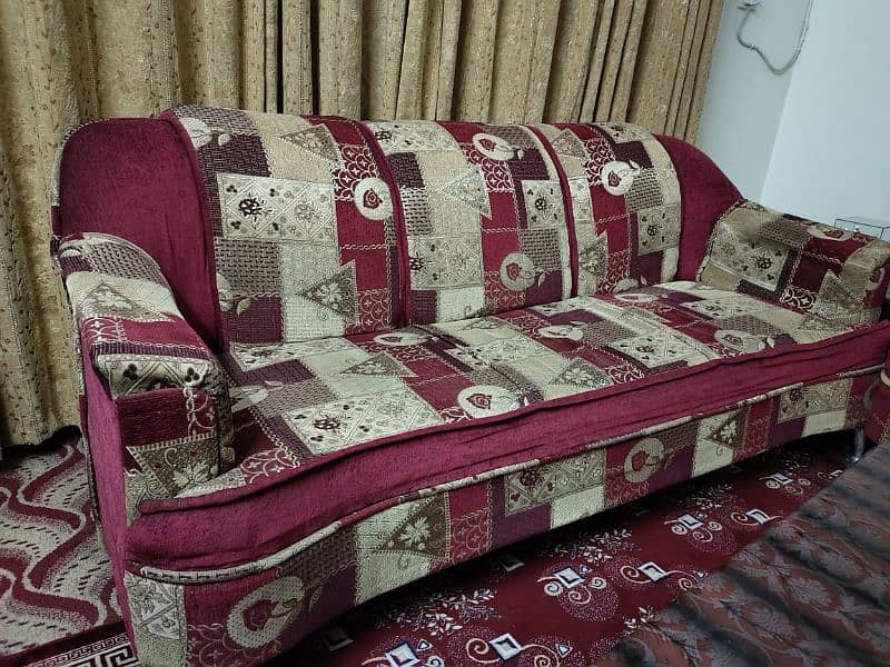 7 seater sofa with 3 wooden tables for sale 0