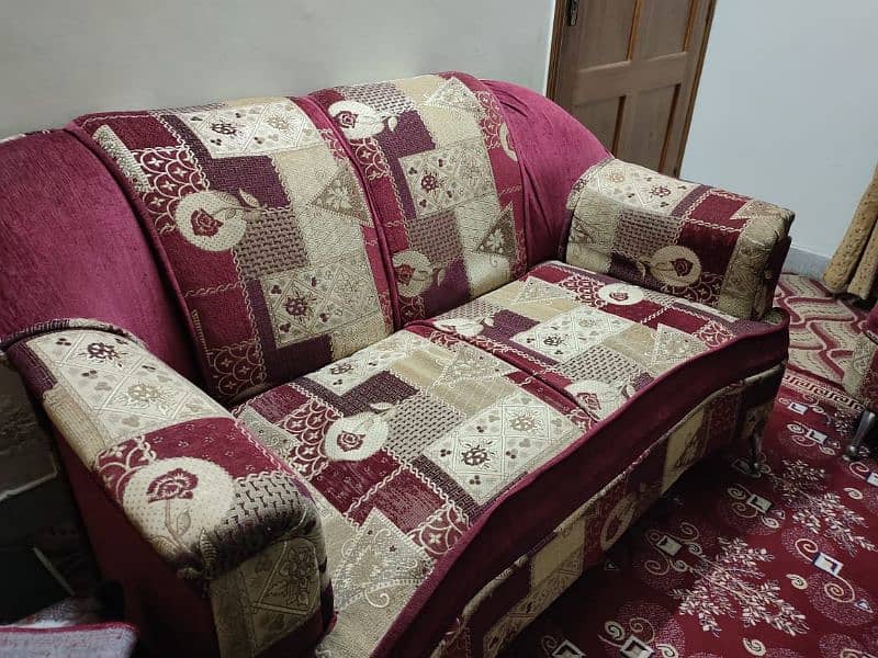 7 seater sofa with 3 wooden tables for sale 1