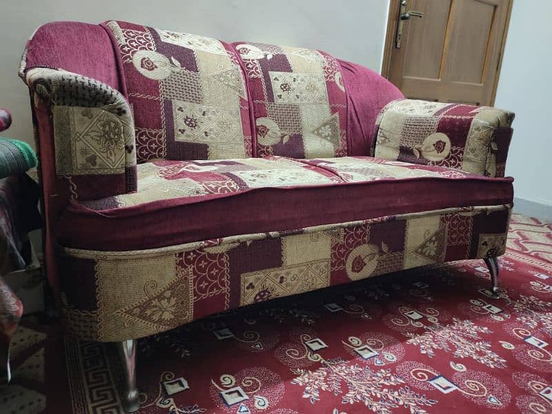 7 seater sofa with 3 wooden tables for sale 2