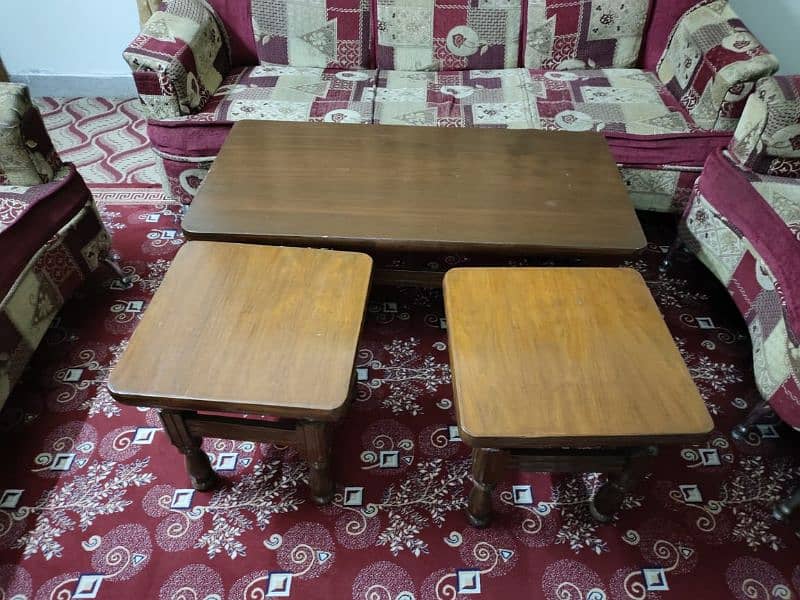 7 seater sofa with 3 wooden tables for sale 4