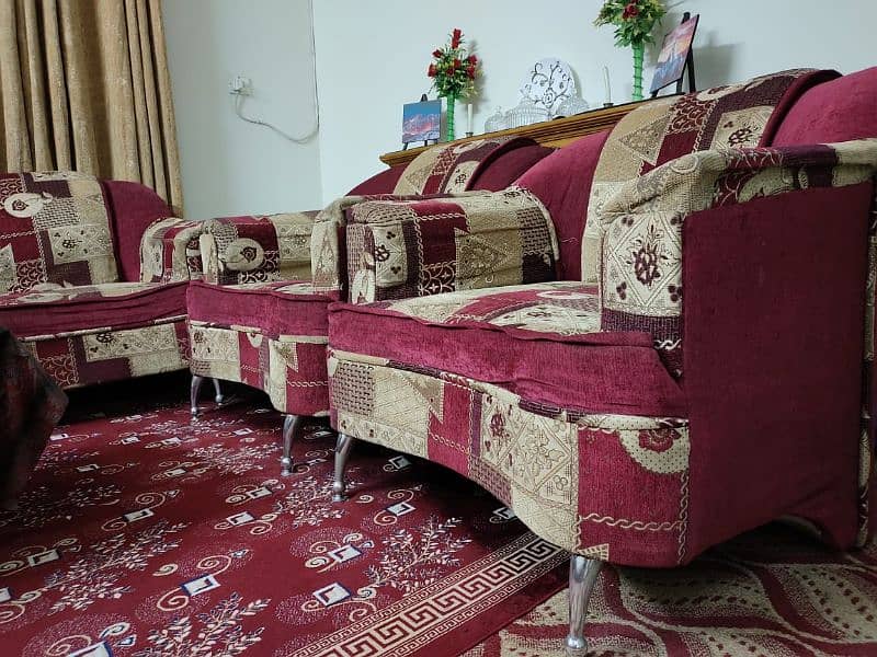 7 seater sofa with 3 wooden tables for sale 5