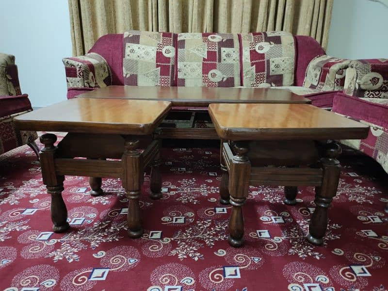 7 seater sofa with 3 wooden tables for sale 6