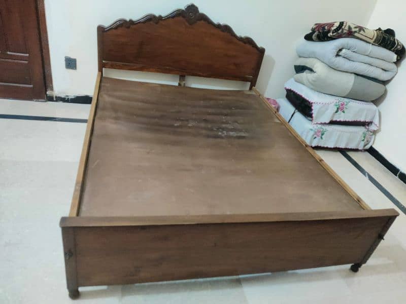 Double Bed Tally Wood with Dressing Table and Mattress 3