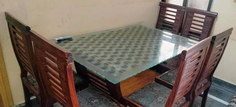 02 years used dining Table (3X4) with 06 chairs 0