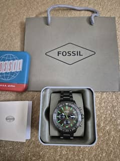 Fossil Bannon grey stainless steel green dial